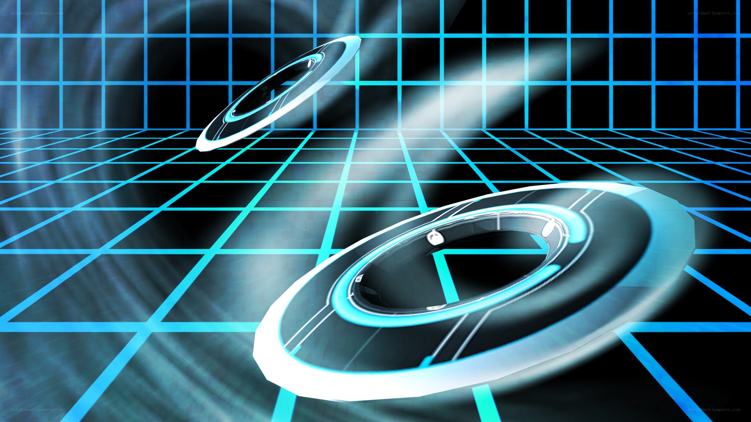digital grid with glowing rings