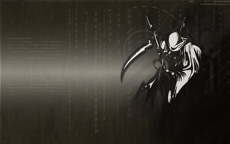 Digital grim reaper with binary code