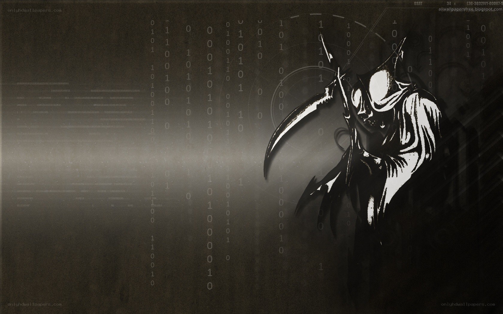 Digital grim reaper with binary code