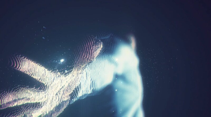 digital hand in space