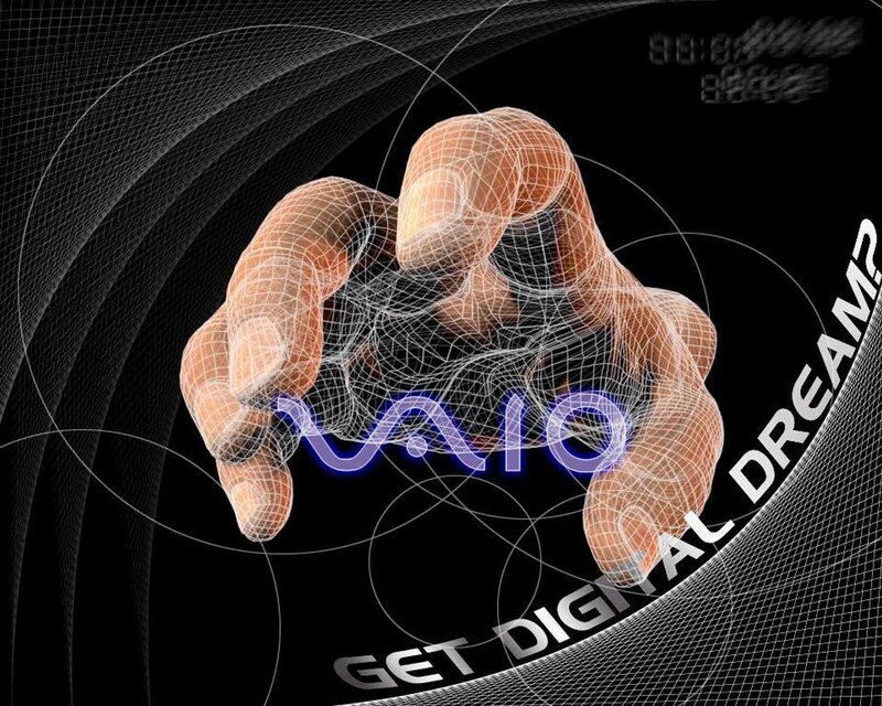 Digital hand with Vaio logo
