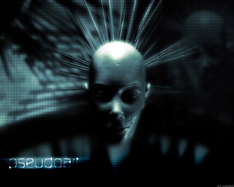 digital head with light rays