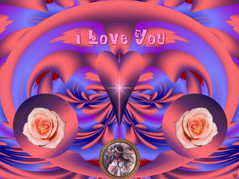 Digital Heart with Roses — Pink