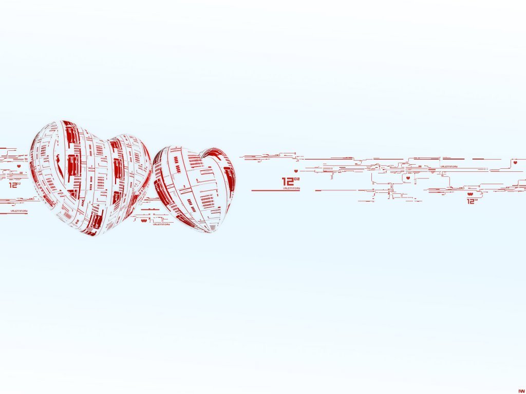 digital hearts with circuitry