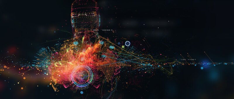 Digital Humanoid Figure — Black, Dramatic, Digital Art