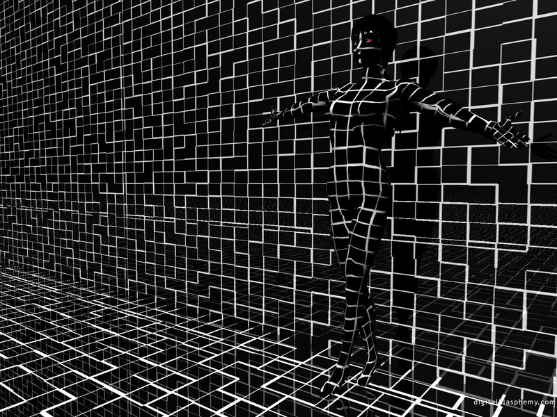Digital Humanoid Figure — Black, Dramatic