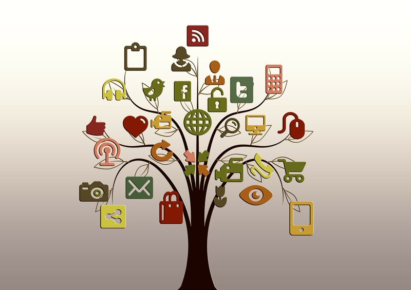 Digital Icons on Tree — Brown