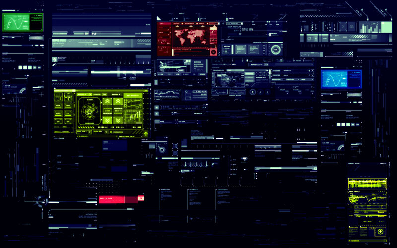 Digital Interface Dashboard — Black, Technological