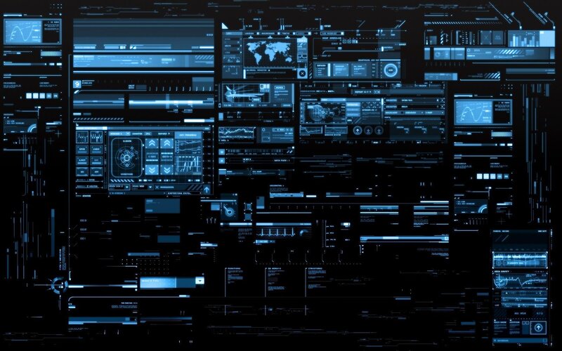 Digital Interface Dashboard — Blue