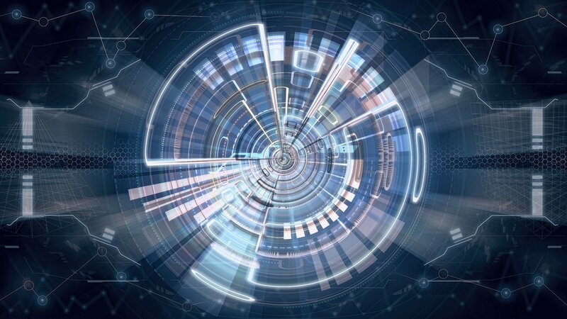 Digital Interface Display — Blue, Futuristic