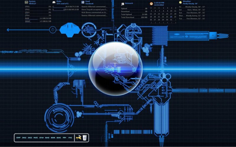 Digital Interface Display — Blue, Technological, Night