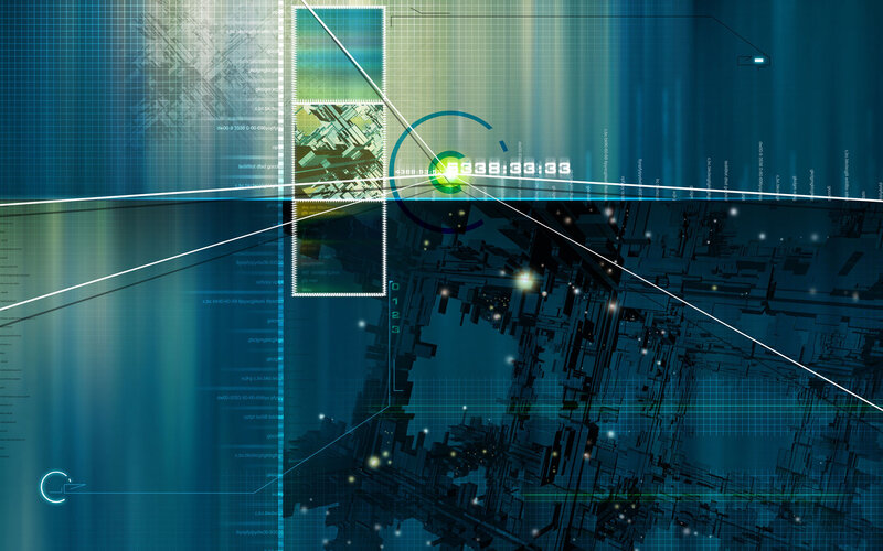 Digital Interface Overlay — Blue, Futuristic, Digital Art, Grid