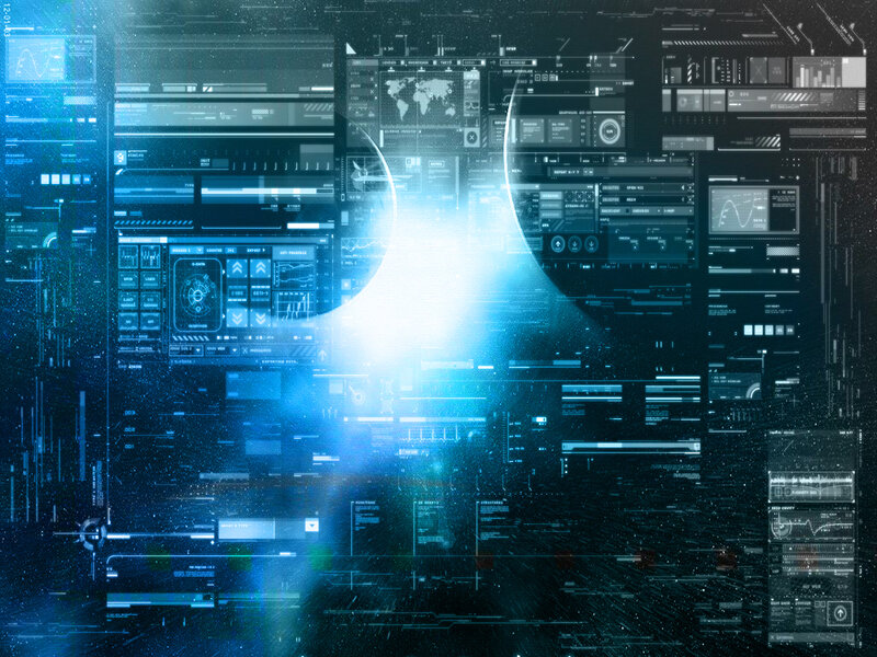 Digital Interface Overlay — Blue, Futuristic