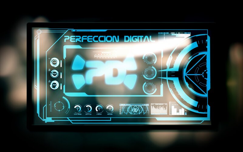 Digital Interface Screen — Blue, Futuristic, Digital Art