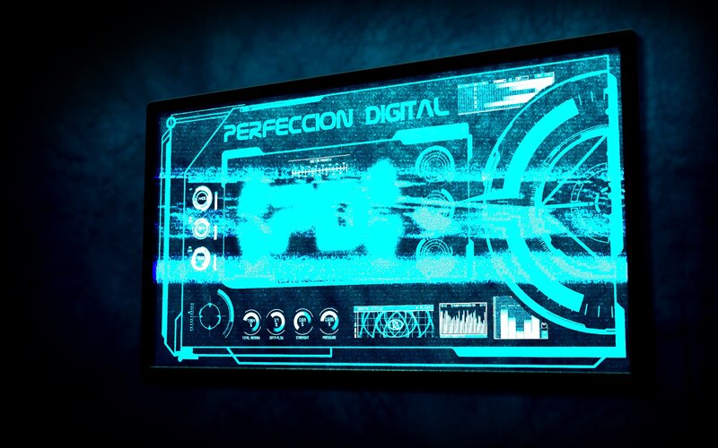 digital interface with glitch effect