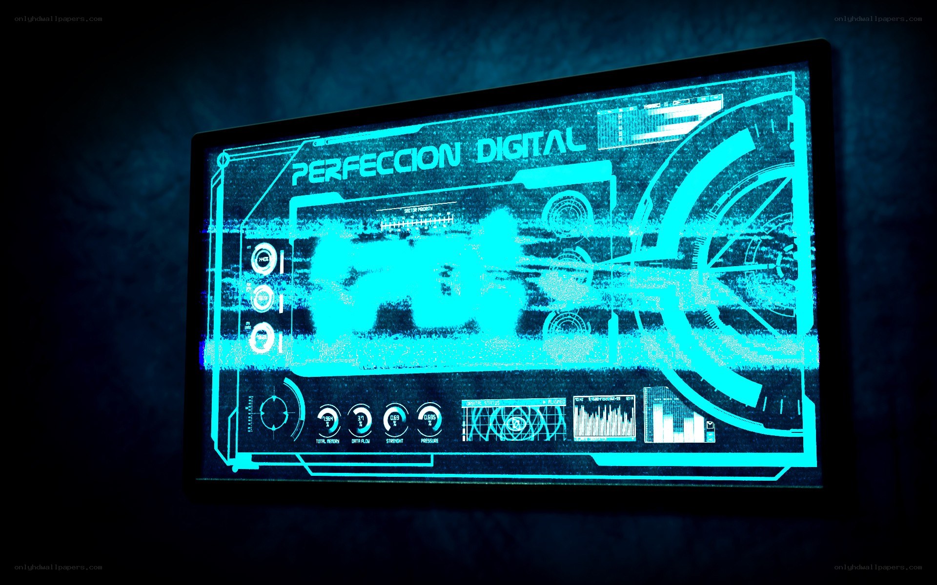 digital interface with glitch effect