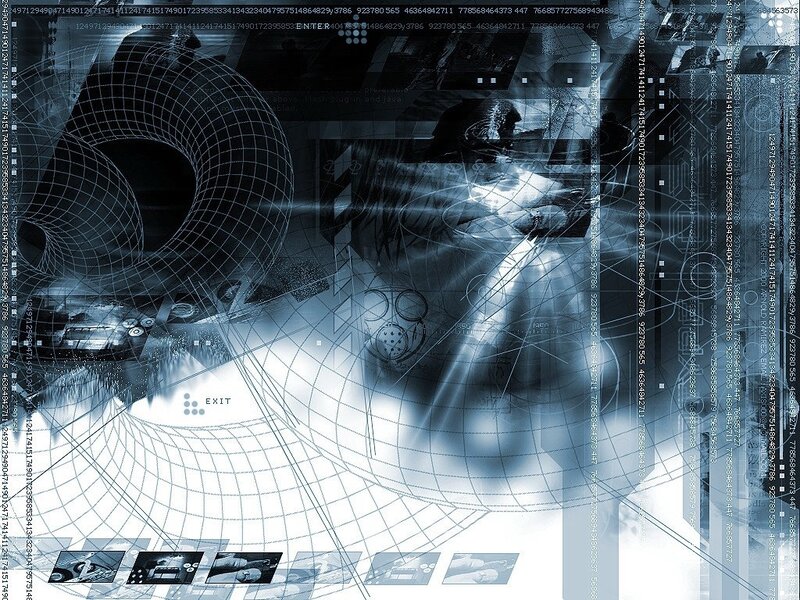 digital interface with wireframe graphics