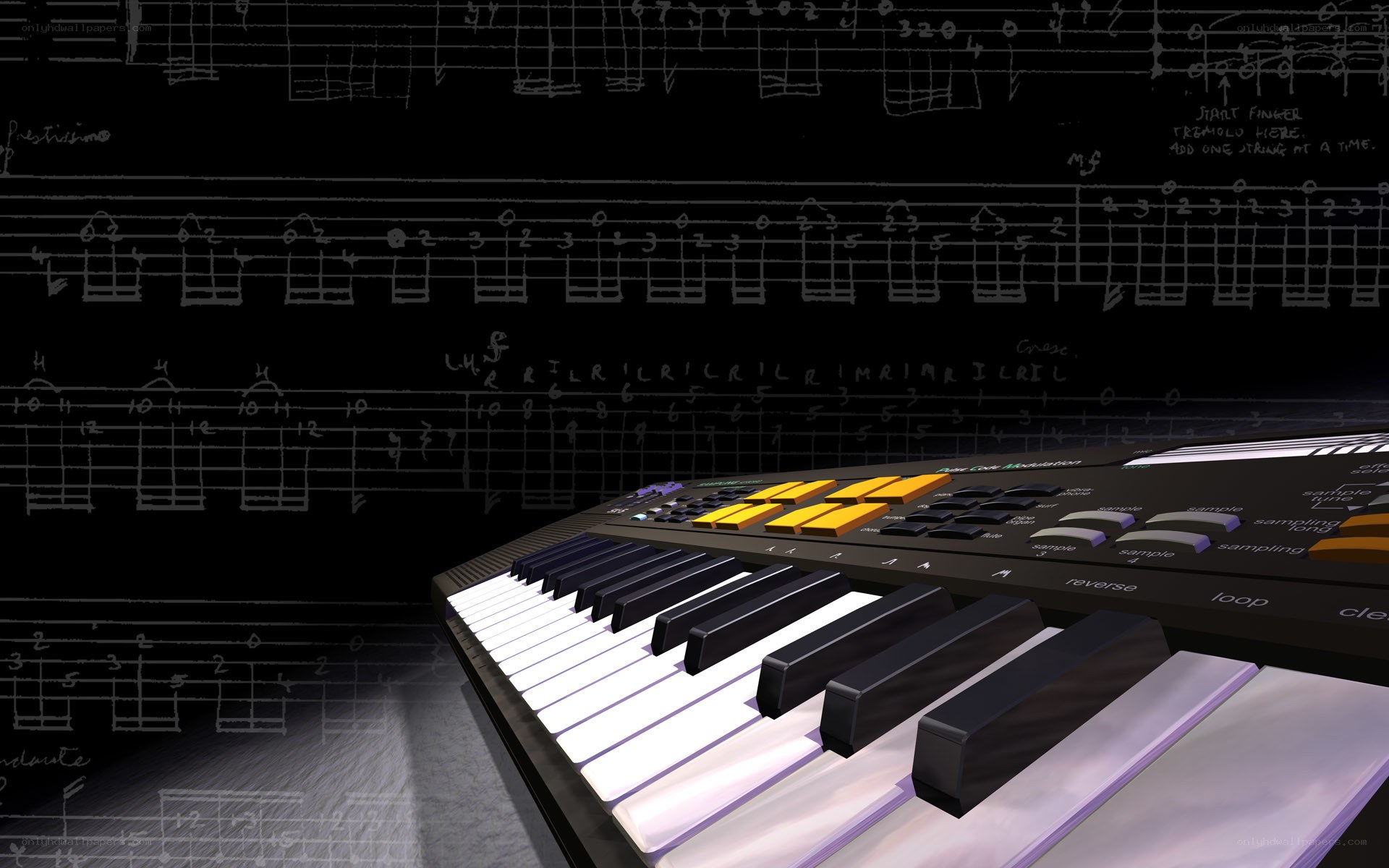 digital keyboard with sheet music