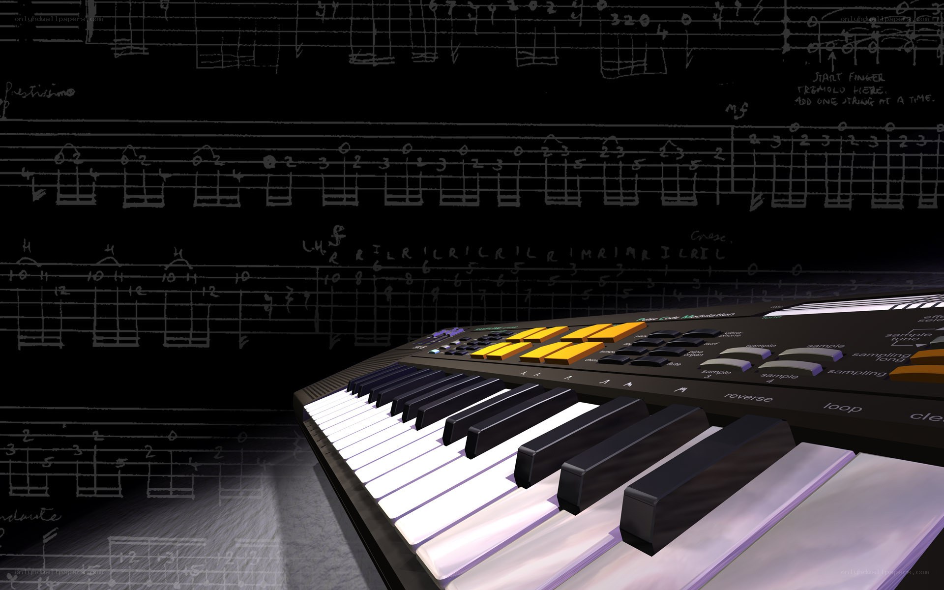 digital keyboard with sheet music