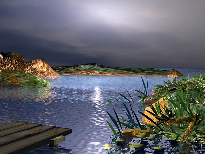 Digital Landscape Scene — Blue