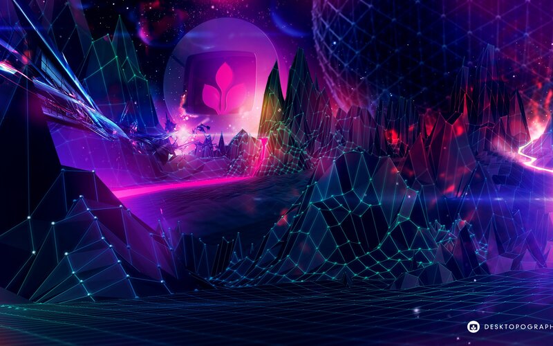 Digital Landscape with Neon Mountains