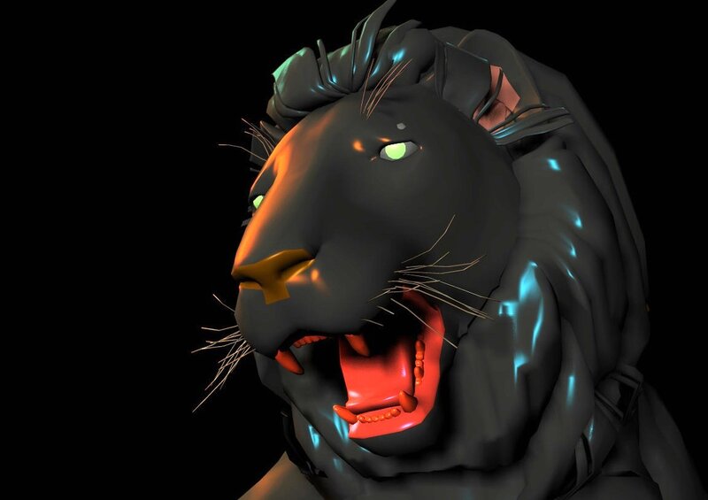 digital lion sculpture