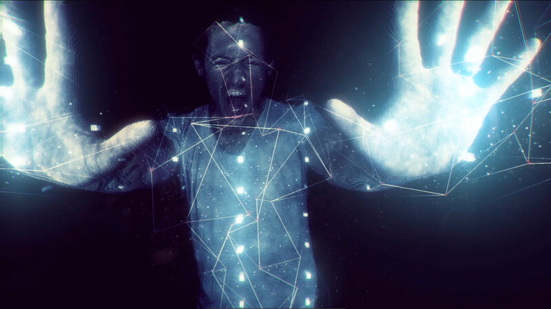 digital man with glowing hands