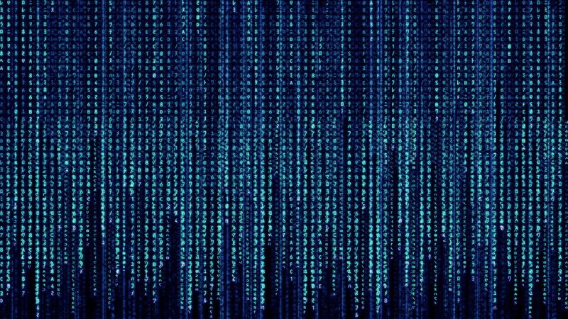 Digital Matrix Code Rain — Blue, Dramatic