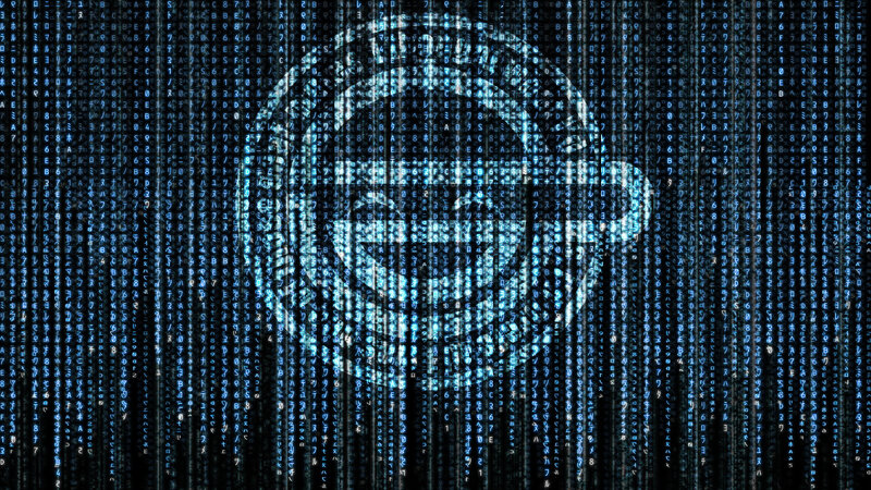 digital matrix code with skull