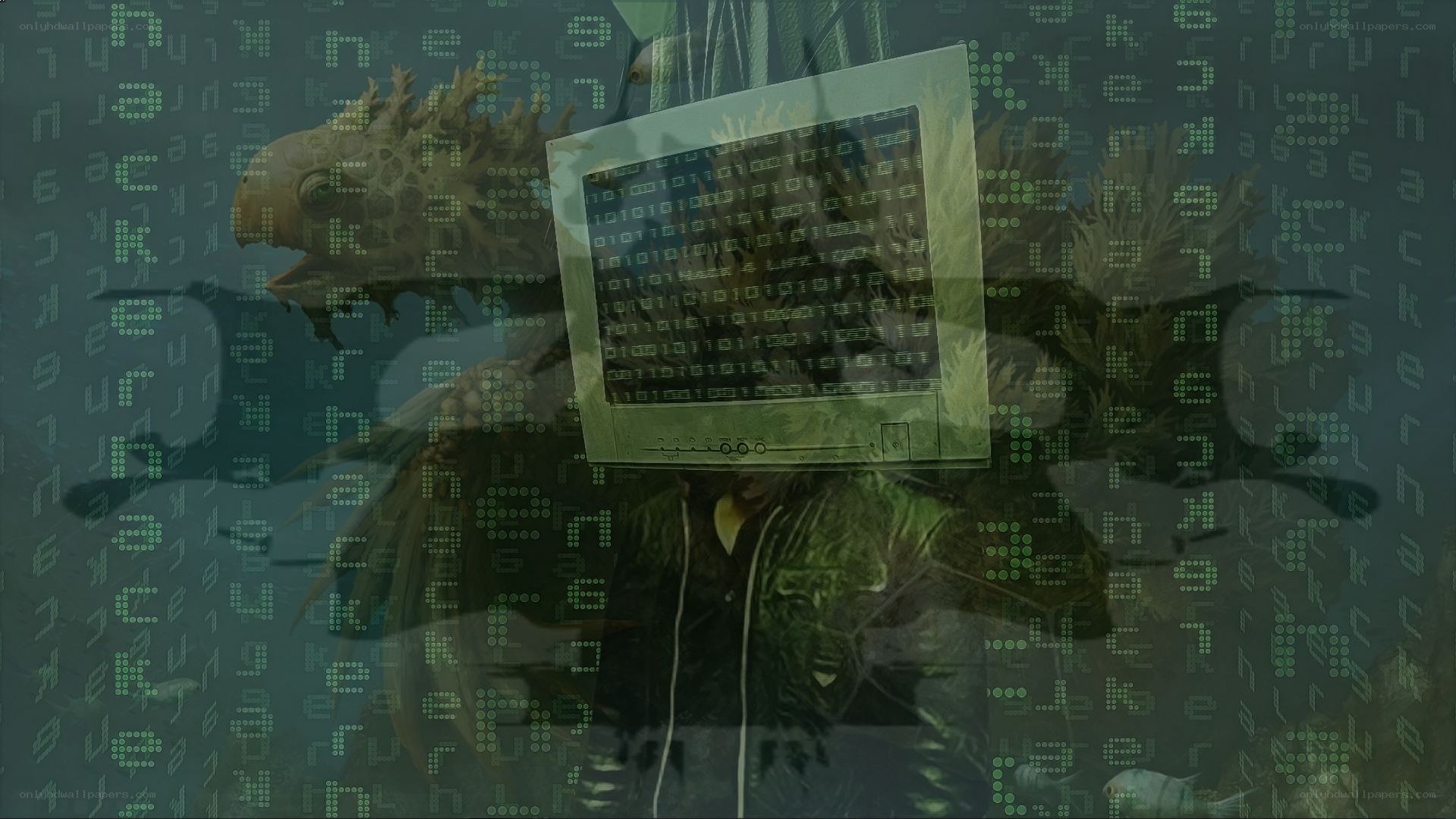 digital matrix overlay on creature