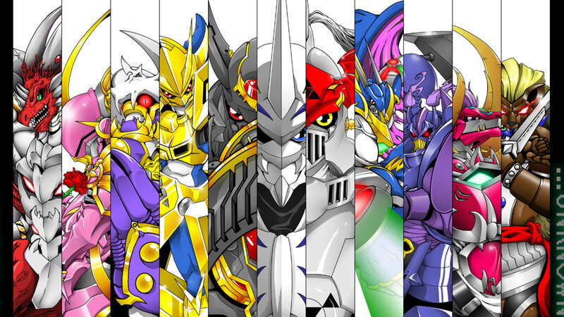 Digital monster characters collage
