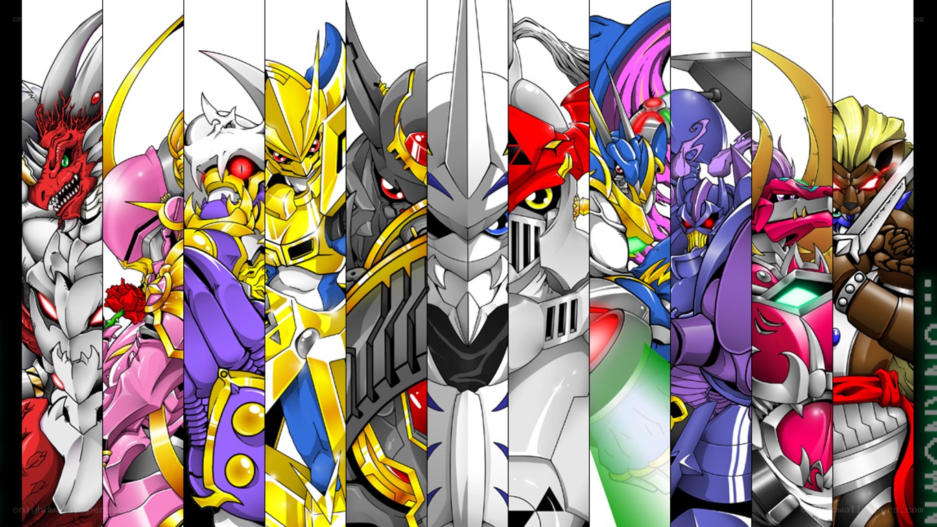 Digital monster characters collage