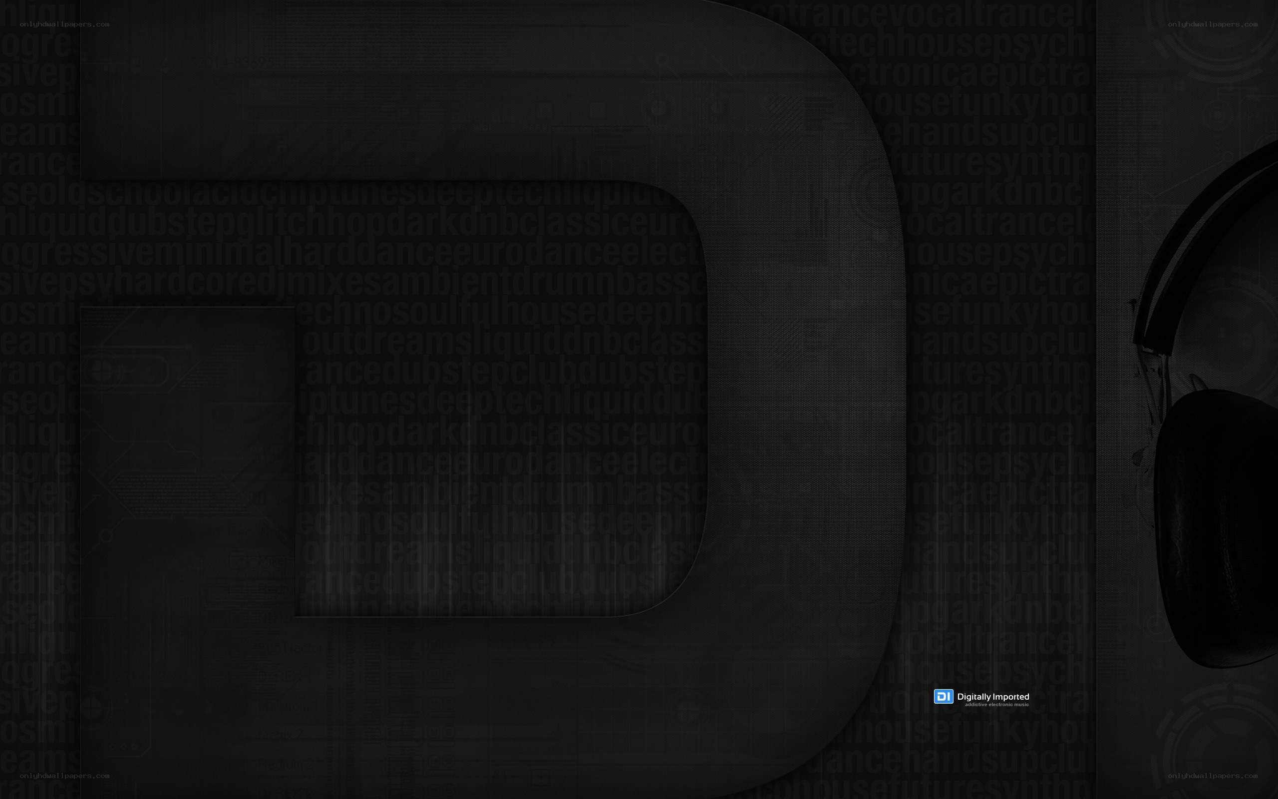 digital music theme with headphones