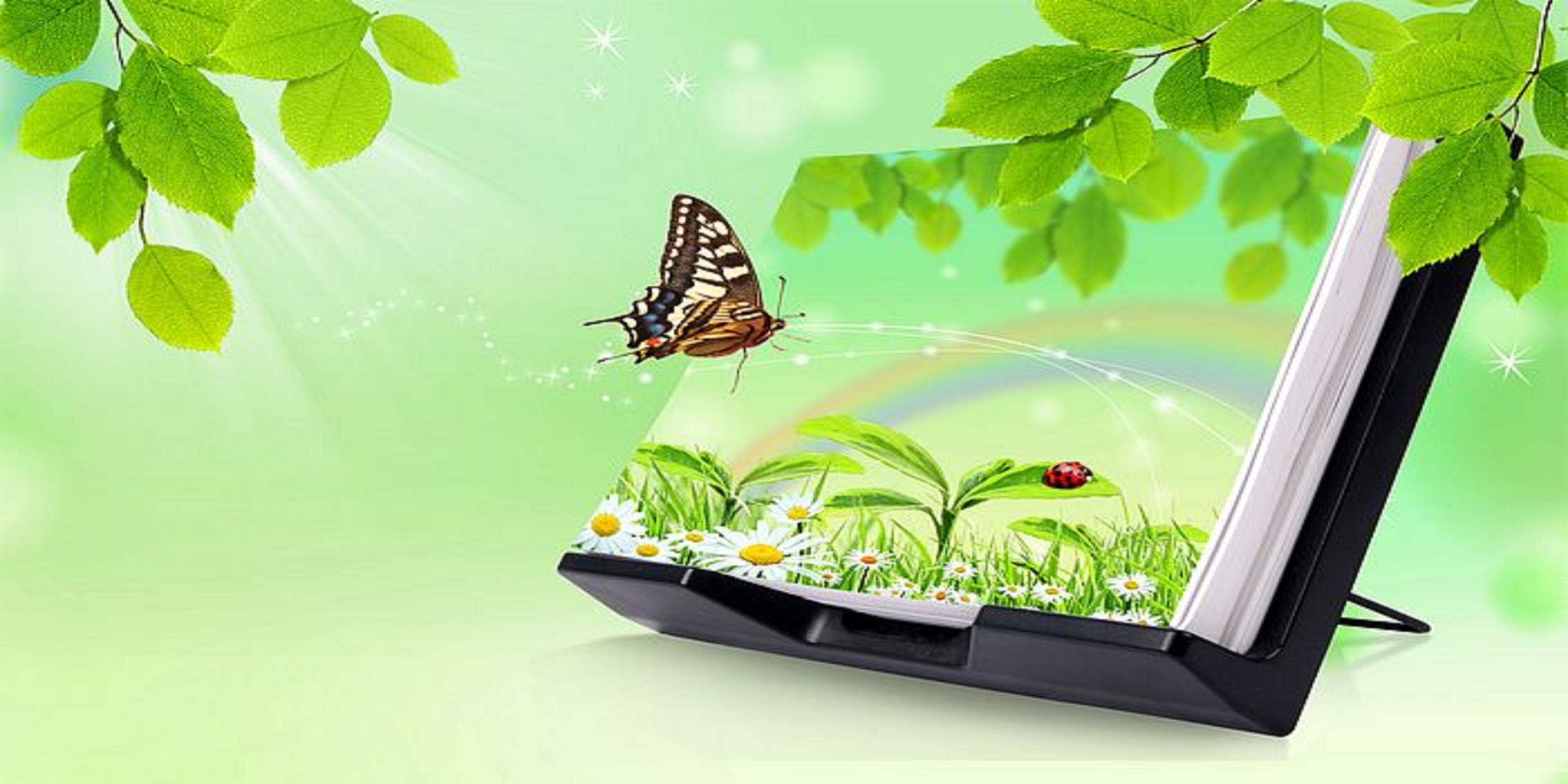 digital nature scene with butterfly
