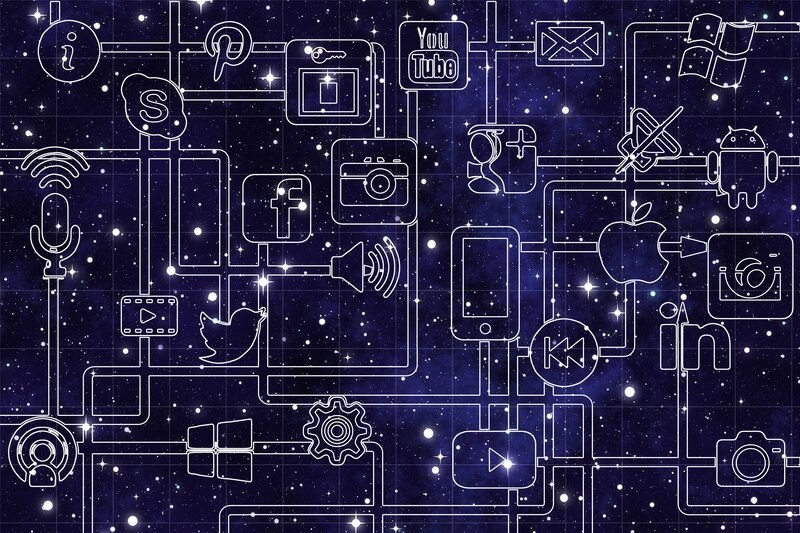 digital network of social media icons