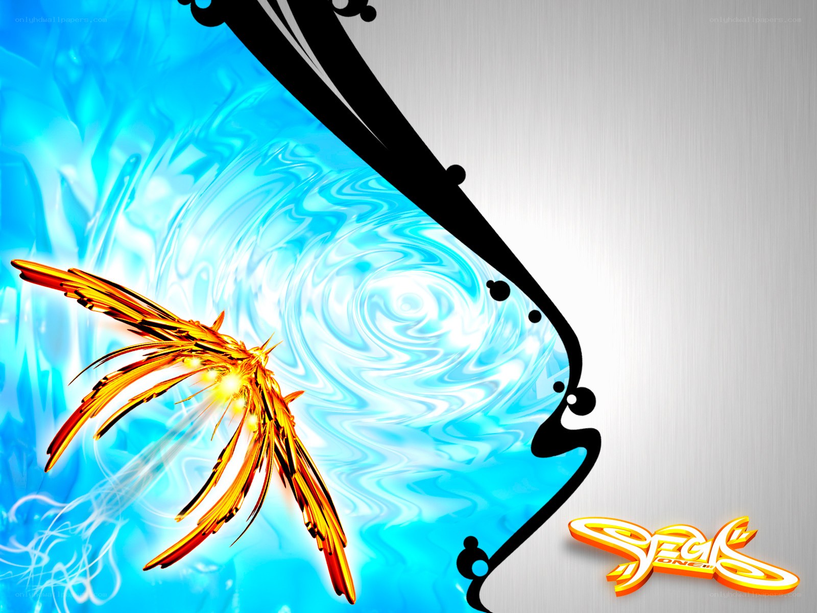 digital phoenix in blue vortex