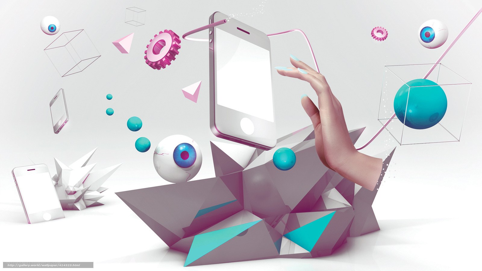 Digital phone and abstract shapes
