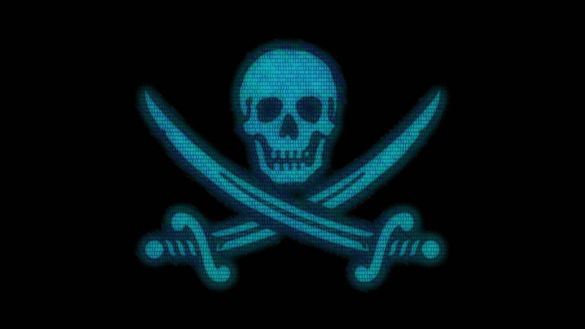 Digital pirate skull and crossbones