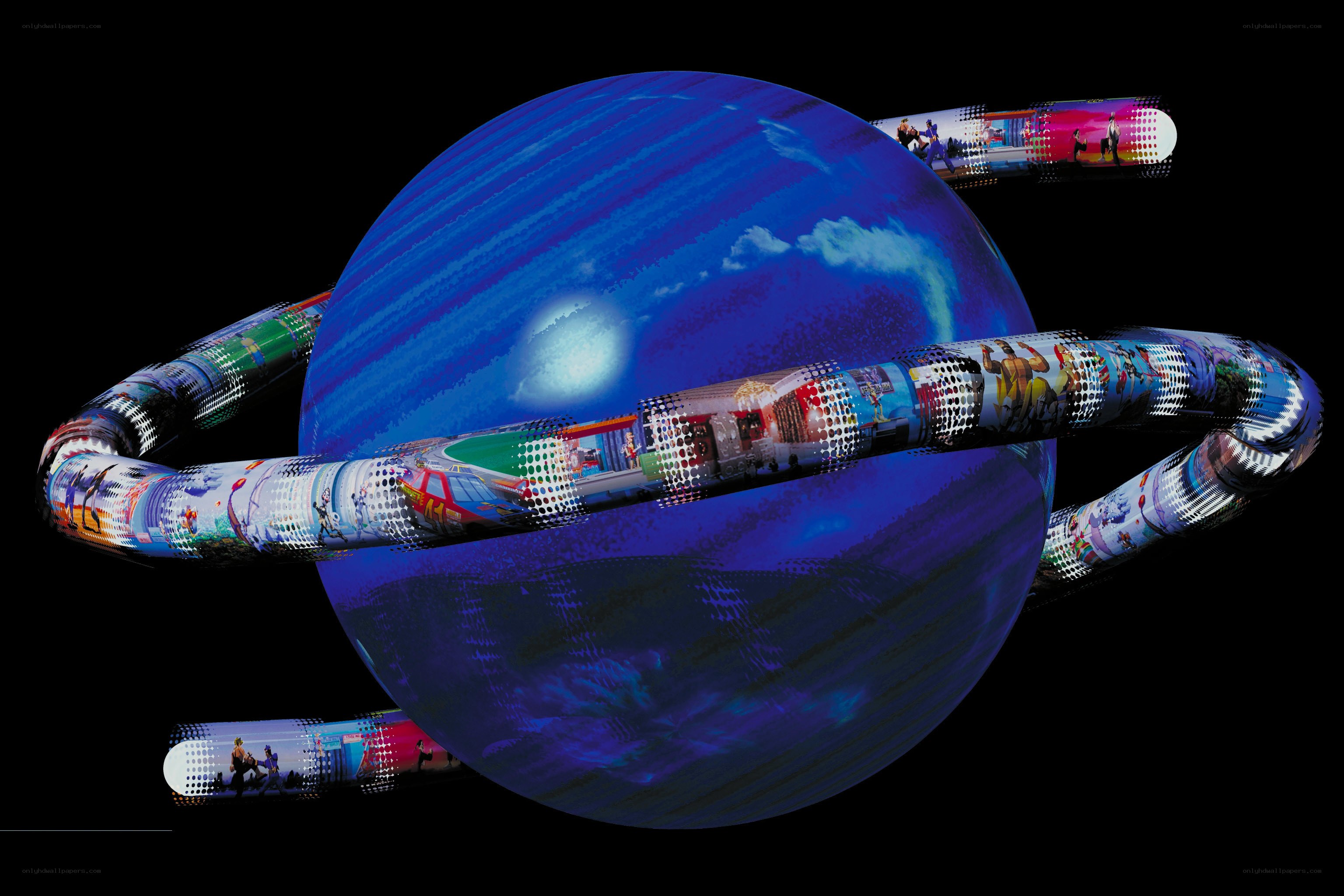 digital planet with data rings