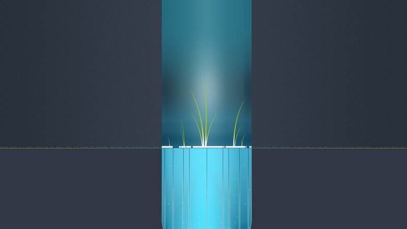 digital plant in blue container
