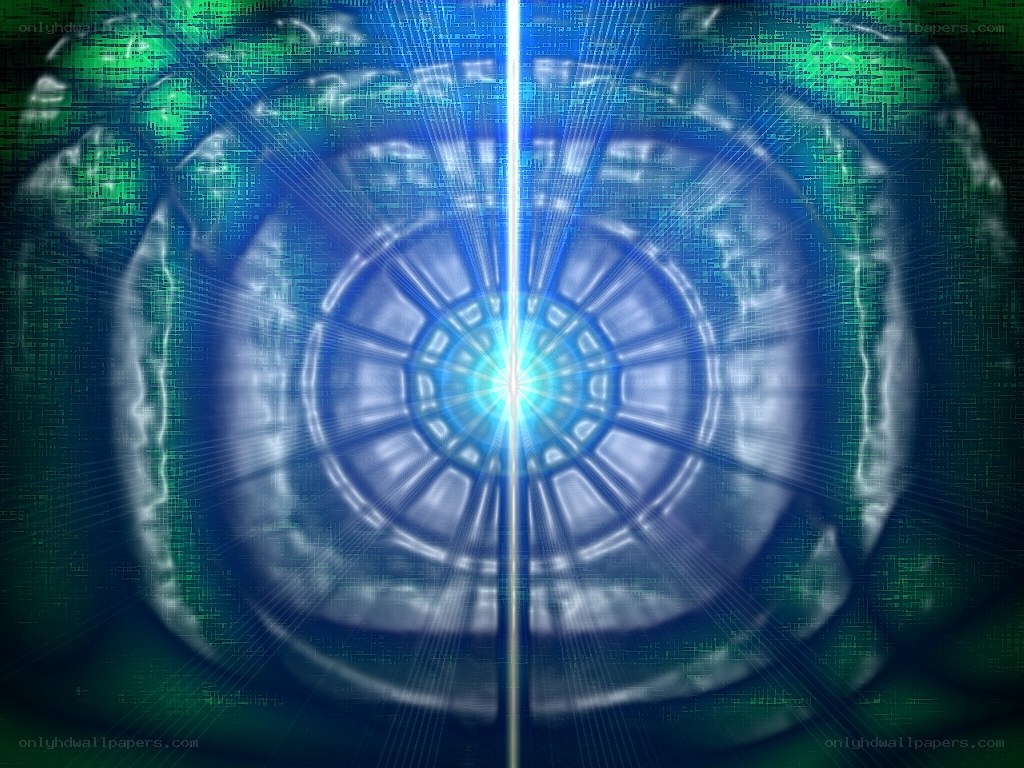 digital portal with blue light