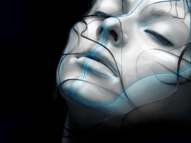 digital portrait of a serene face