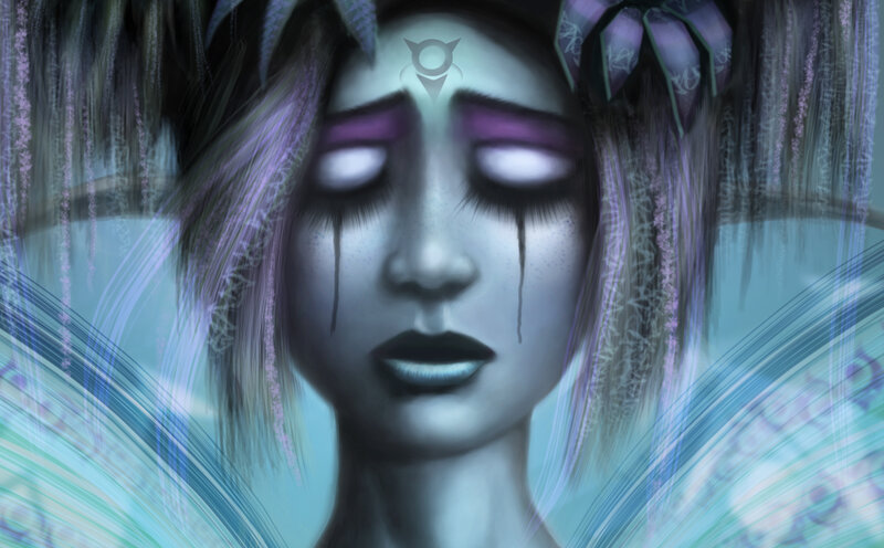 digital portrait of a sorrowful figure