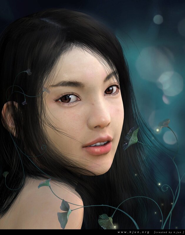 digital portrait of a young woman