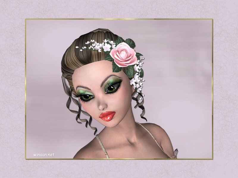 digital portrait of woman with flowers