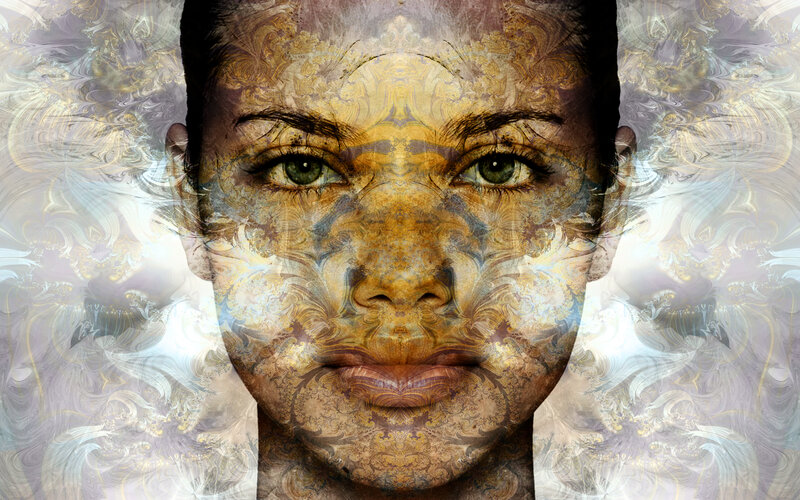 digital portrait with fractal patterns
