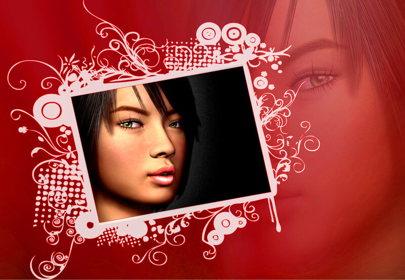 digital portrait with ornate frame