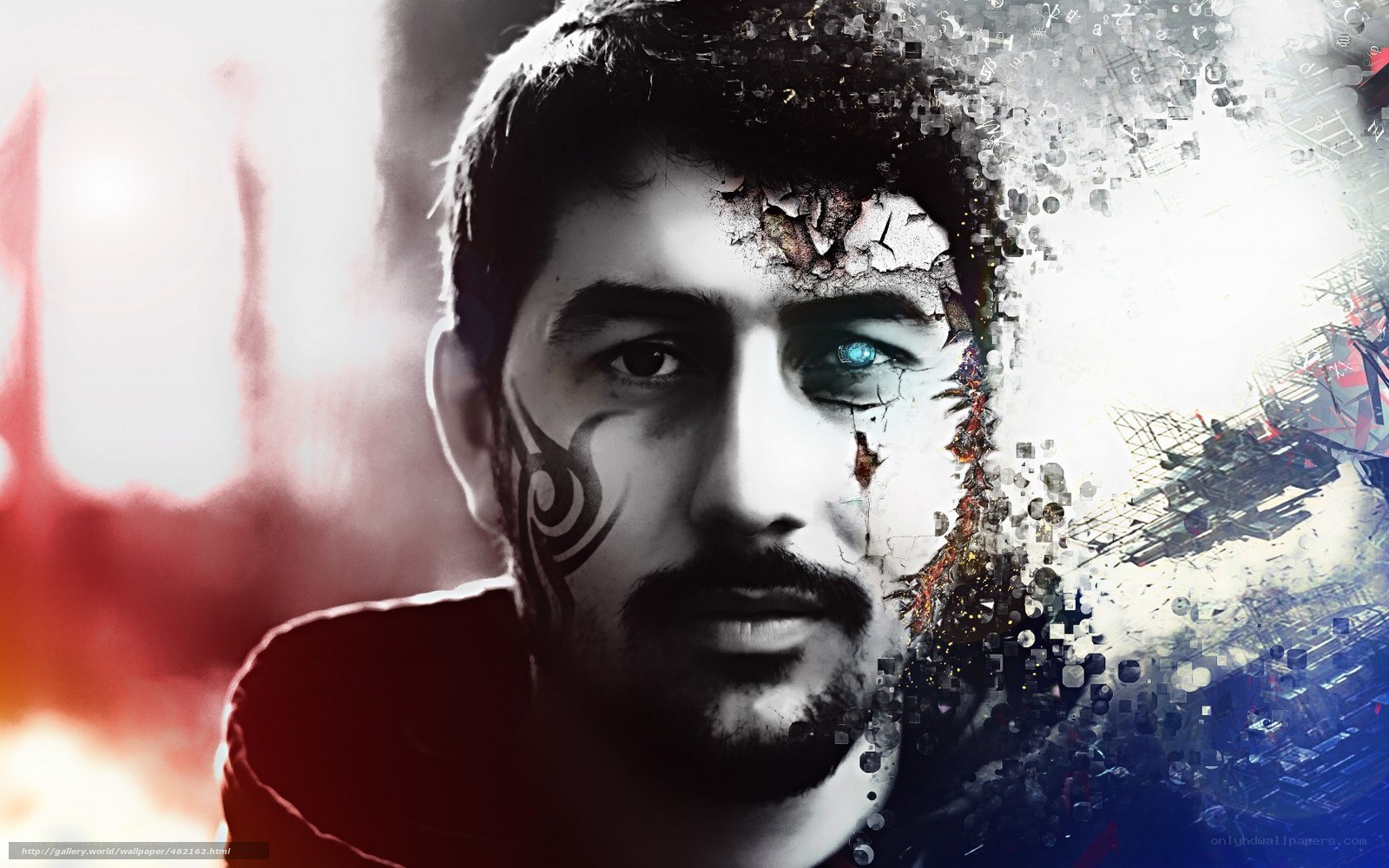 digital portrait with tribal tattoo