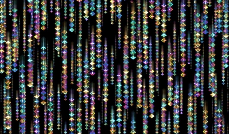 digital rain of colorful arrows