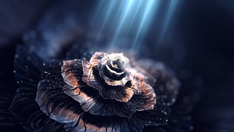 Digital Rose Flower — Blue